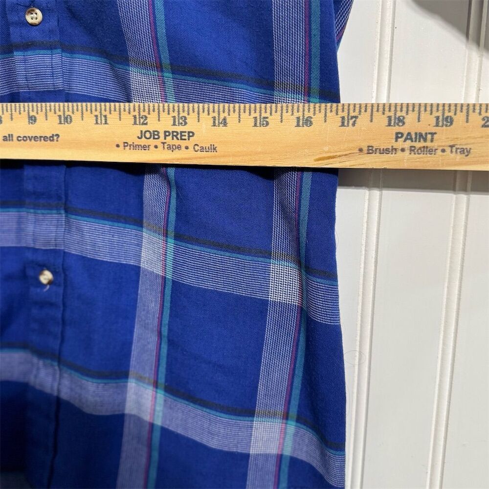 VTG Arnie Arnold Palmer S Plaid Button Down Shirt Blue Preppy Academia Umbrella - Picture 4 of 8